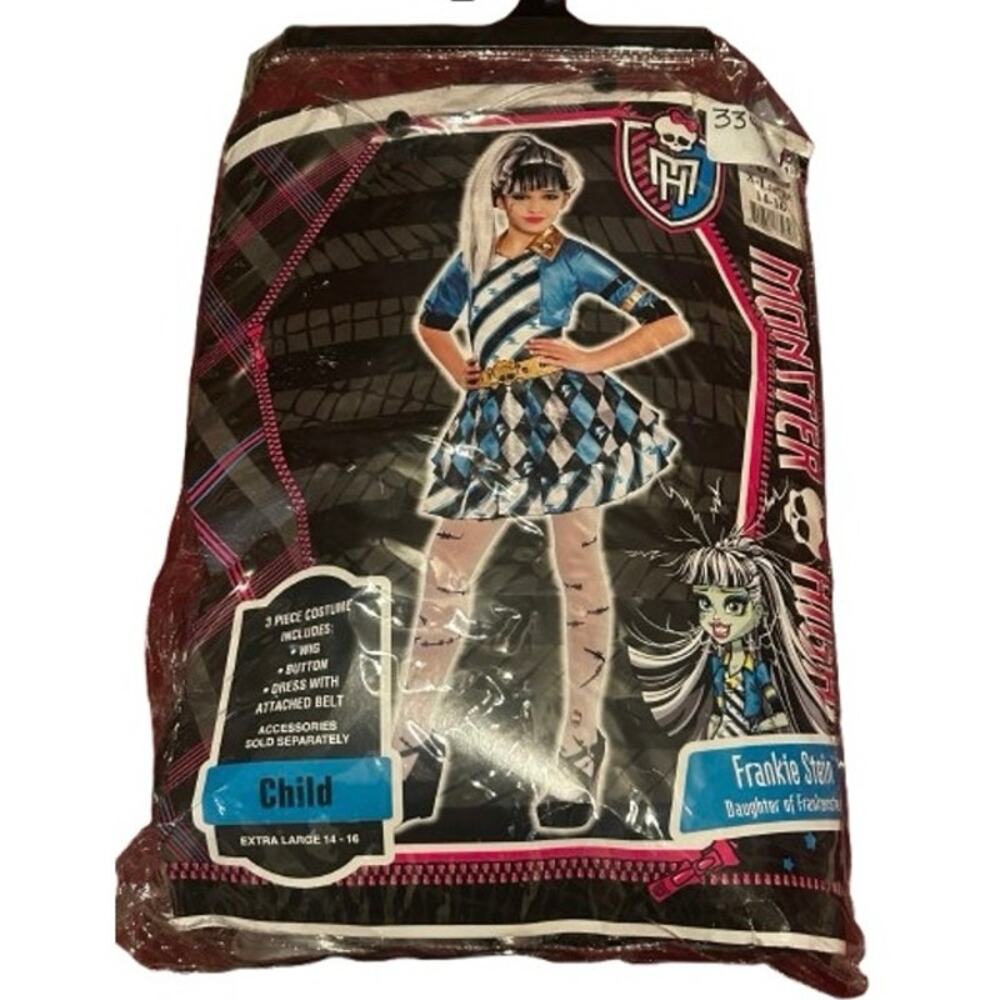 Monster High Frankie Stein Costume Child XL 14-16 Adult XS/S Cosplay G1 Rare
